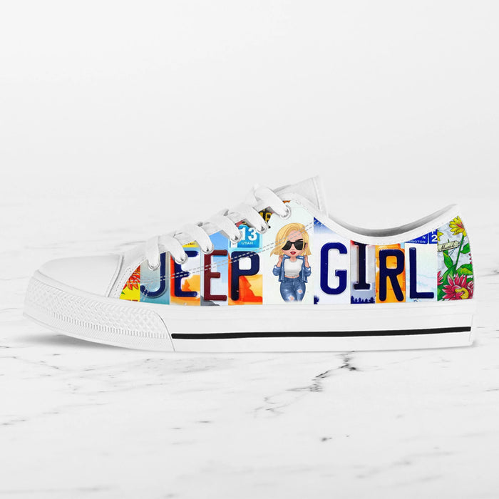 Personalized Off-road Girl Low Top Sneakers - Birthday Gift Idea