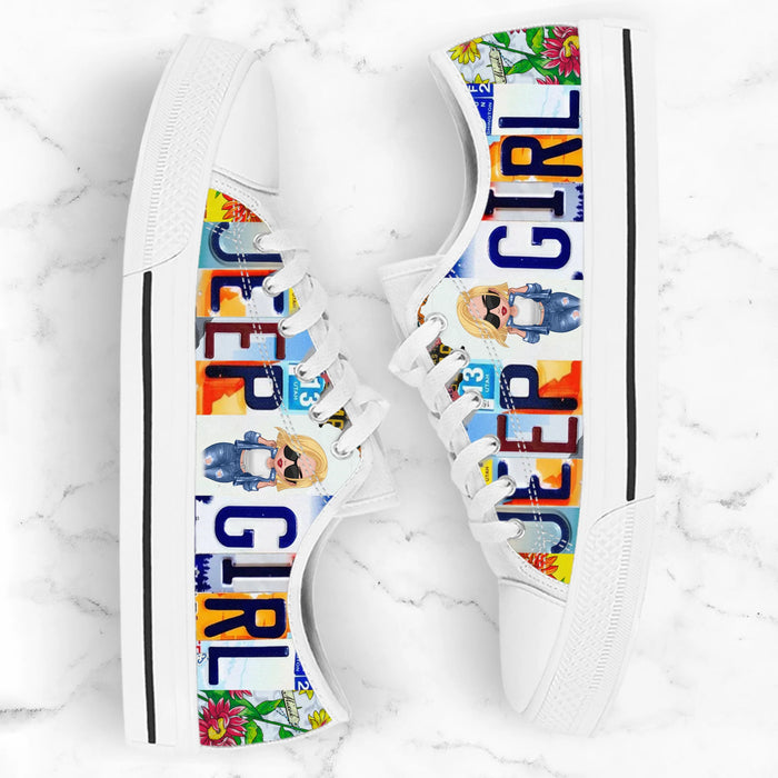 Personalized Off-road Girl Low Top Sneakers - Birthday Gift Idea