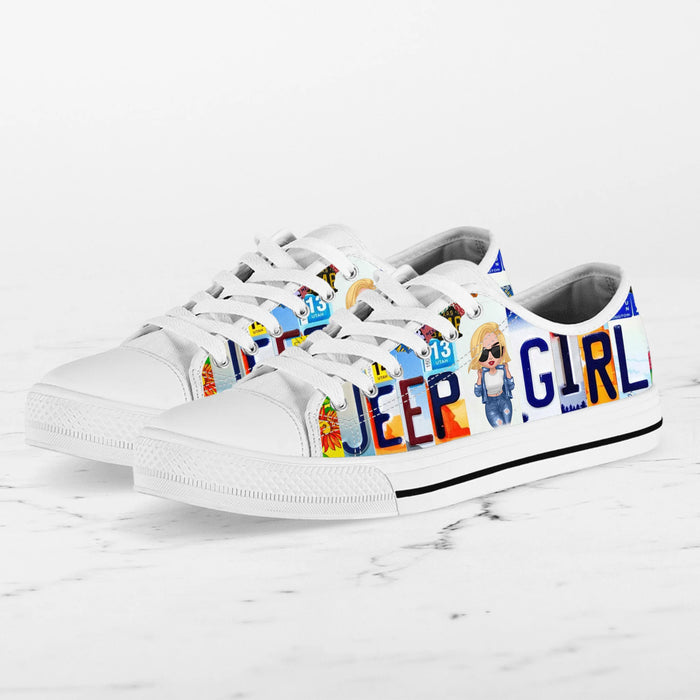 Personalized Off-road Girl Low Top Sneakers - Birthday Gift Idea