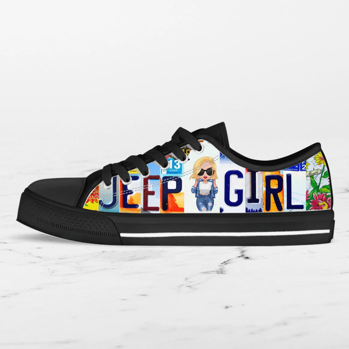 Personalized Off-road Girl Low Top Sneakers - Birthday Gift Idea