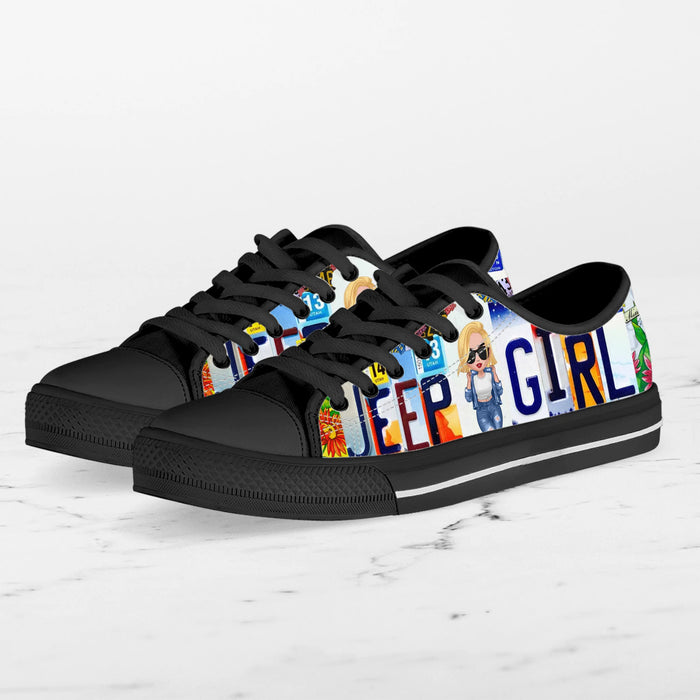 Personalized Off-road Girl Low Top Sneakers - Birthday Gift Idea