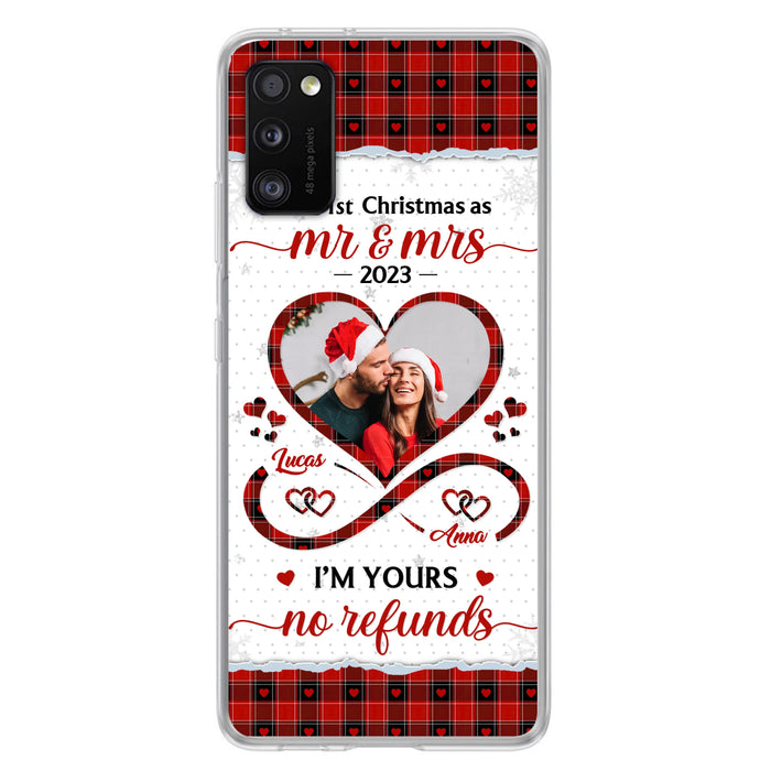 Custom Personalized Couple Photo Phone Case - Christmas Gift Idea For Couple/ Him/ Her - Our 1st Christmas As Mr & Mrs - Case For iPhone/Samsung