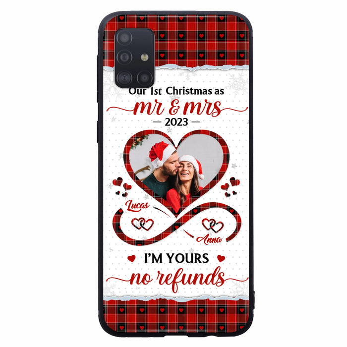 Custom Personalized Couple Photo Phone Case - Christmas Gift Idea For Couple/ Him/ Her - Our 1st Christmas As Mr & Mrs - Case For iPhone/Samsung