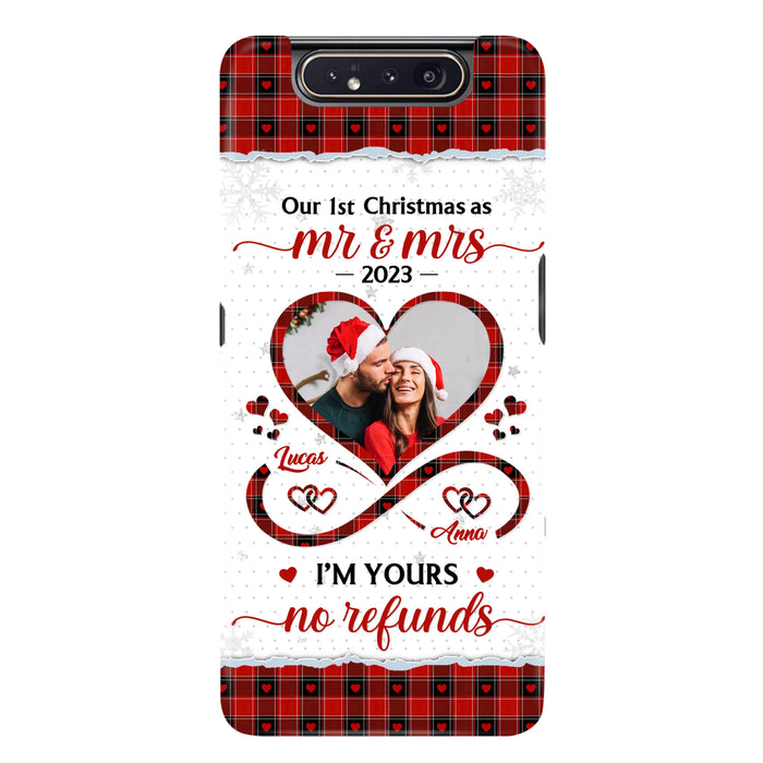 Custom Personalized Couple Photo Phone Case - Christmas Gift Idea For Couple/ Him/ Her - Our 1st Christmas As Mr & Mrs - Case For iPhone/Samsung