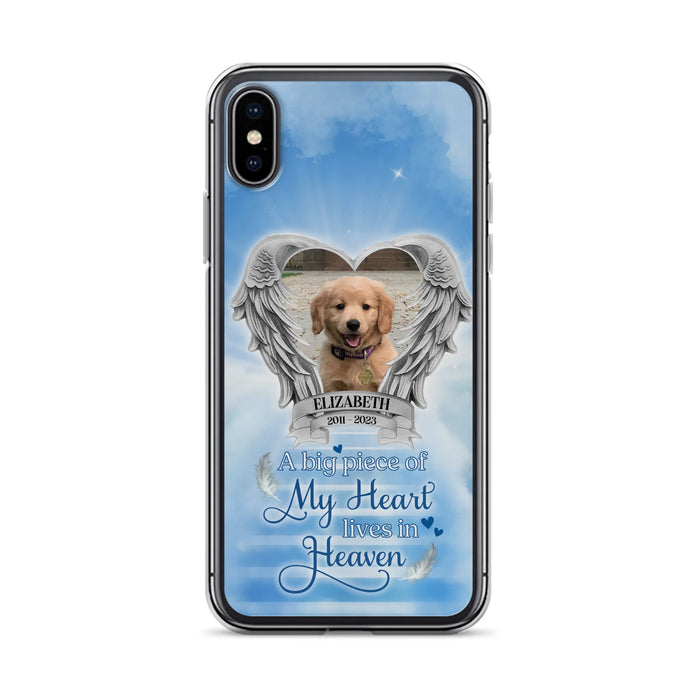 Custom Personalized Memorial Phone Case - Upload Photo - Memorial Gift Idea For Family Member/ Pet Owner - A Big Piece Of My Heart Lives In Heaven - Case For iPhone And Samsung