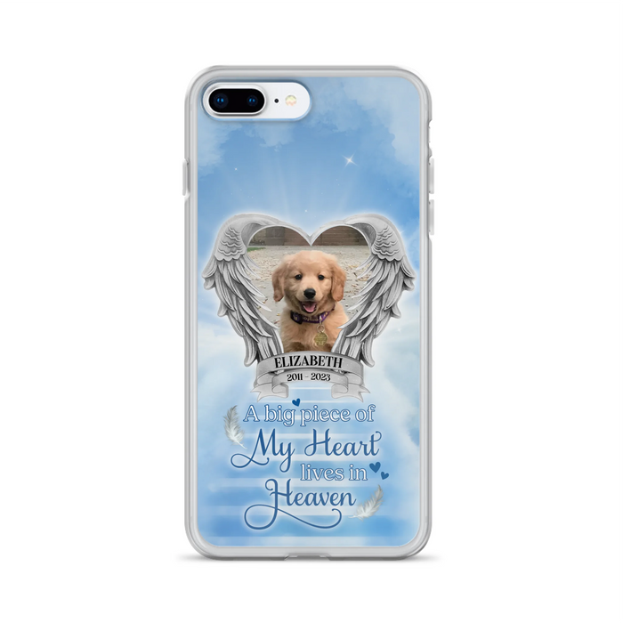 Custom Personalized Memorial Phone Case - Upload Photo - Memorial Gift Idea For Family Member/ Pet Owner - A Big Piece Of My Heart Lives In Heaven - Case For iPhone And Samsung