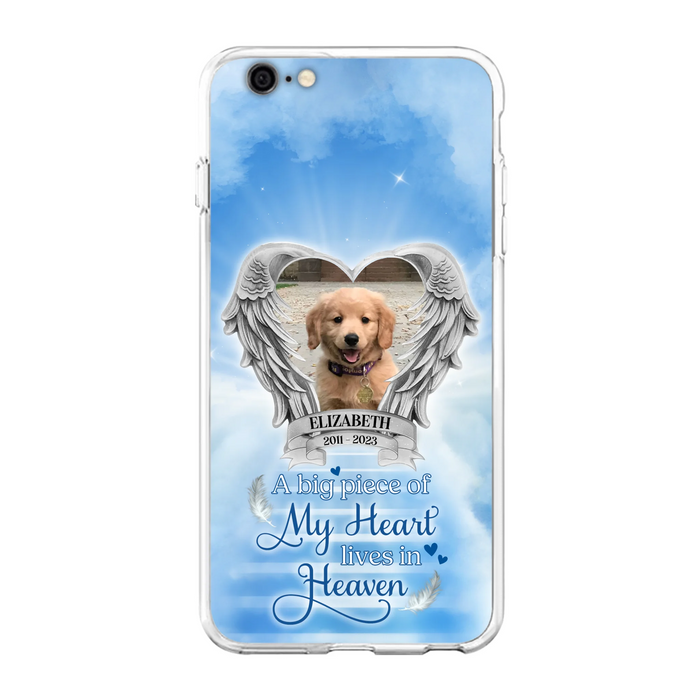 Custom Personalized Memorial Phone Case - Upload Photo - Memorial Gift Idea For Family Member/ Pet Owner - A Big Piece Of My Heart Lives In Heaven - Case For iPhone And Samsung