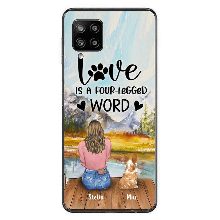 Custom Personalized Pet Mom/Pet Dad Phone Case - Gifts For Pet Lovers With Upto 4 Pets - Love Is A Four-Legged Word