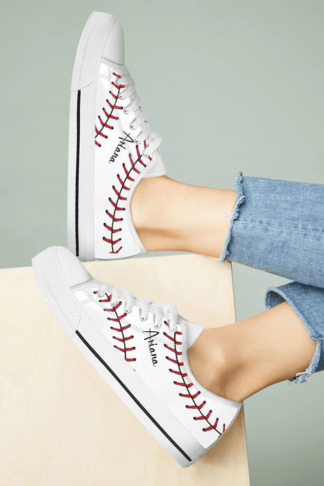 Personalized Baseball Low Top Canvas Sneakers - Best Gift Idea For Baseball Lovers