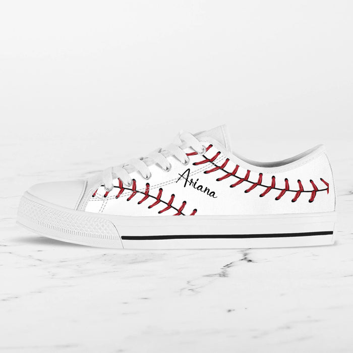 Personalized Baseball Low Top Canvas Sneakers - Best Gift Idea For Baseball Lovers