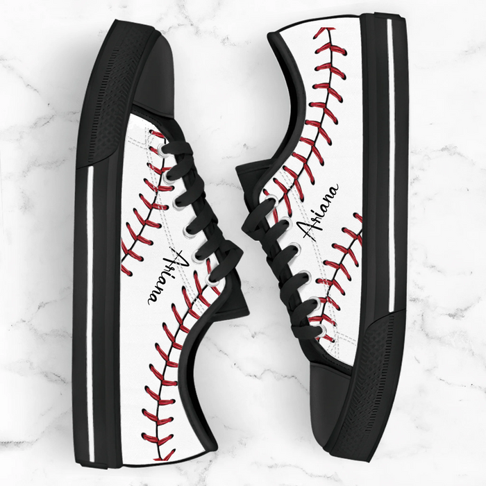 Personalized Baseball Low Top Canvas Sneakers - Best Gift Idea For Baseball Lovers