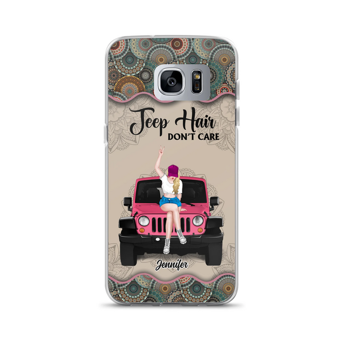 Custom Personalized Off-road Girl Phone Case - Upto 4 Dogs - Gift Idea For Dog/Off-road Lovers - Case for iPhone/Samsung