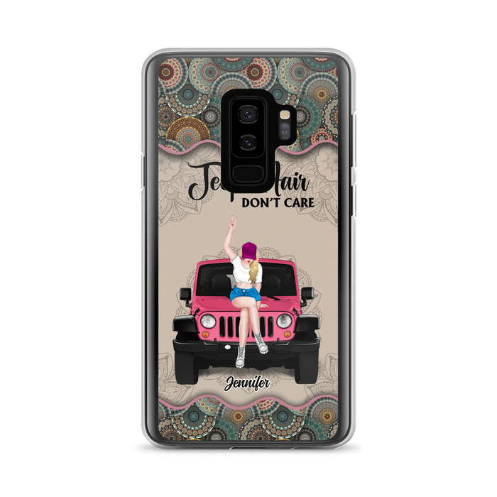 Custom Personalized Off-road Girl Phone Case - Upto 4 Dogs - Gift Idea For Dog/Off-road Lovers - Case for iPhone/Samsung
