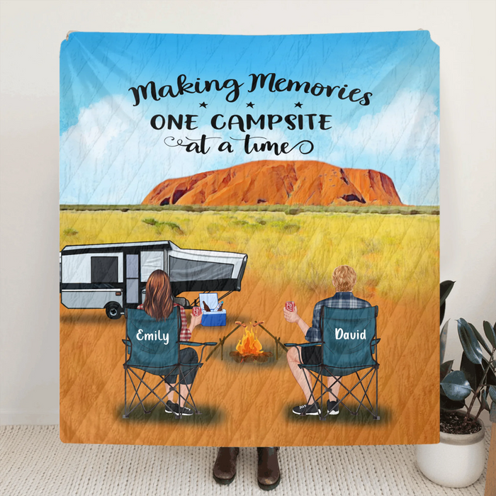 Personalized Australian Camping Blanket - Parents with Up to 3 Kids and 3 Pets - Best Gift For Camping Lovers - Making Memories One Campsite At A Time