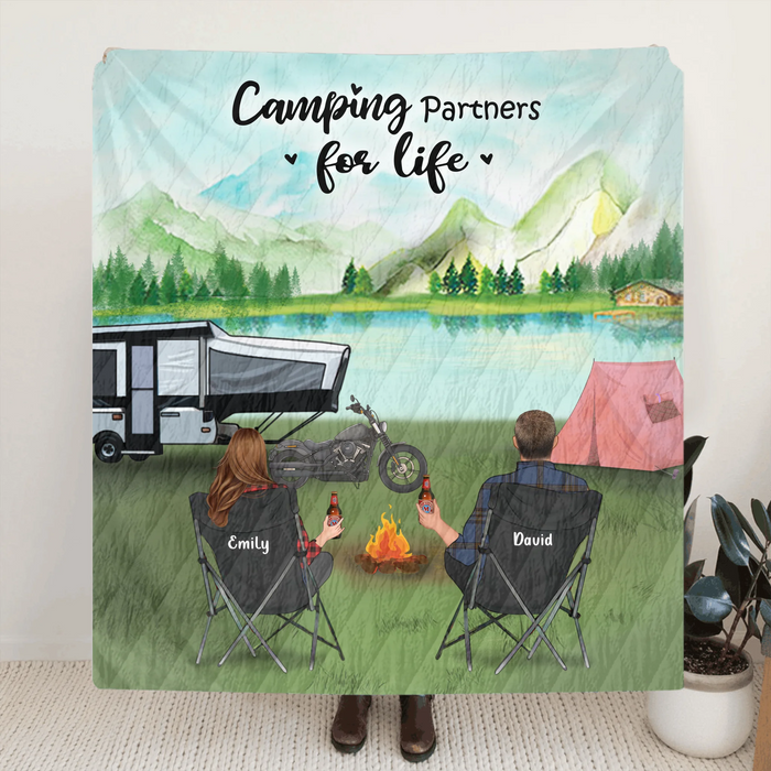 Personalized Camping Blanket Gift For Whole Family, Camping Lovers - Camping Partners For Life - Full Options - 3KFOG2