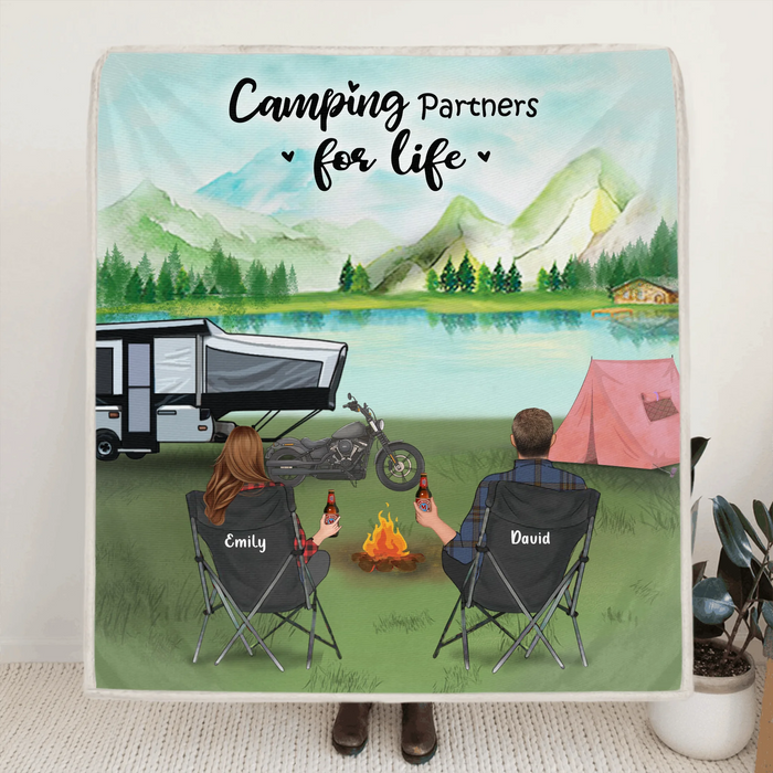 Personalized Camping Blanket Gift For Whole Family, Camping Lovers - Camping Partners For Life - Full Options - 3KFOG2