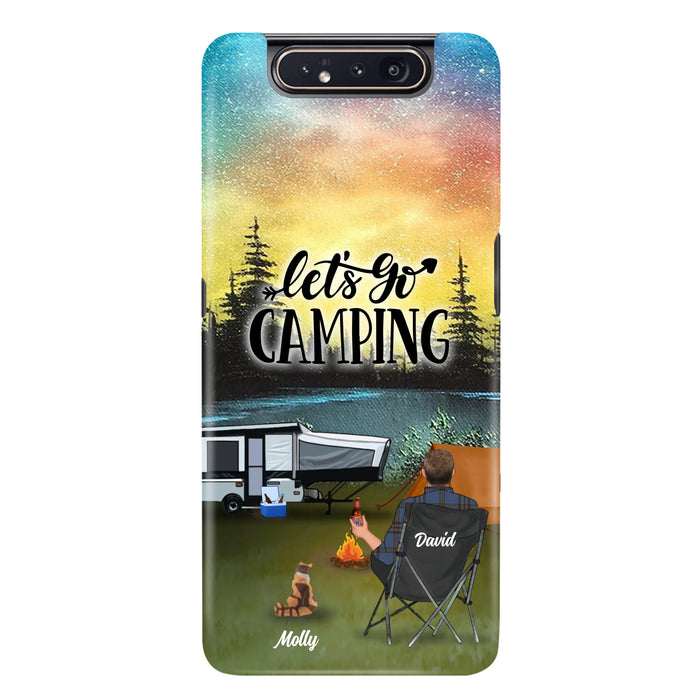 Custom Personalized Night Camping Phone Case - Solo/ Couple With Upto 6 Pets - Gift For Camping Lover - Let's Go Camping - Case For iPhone And Samsung