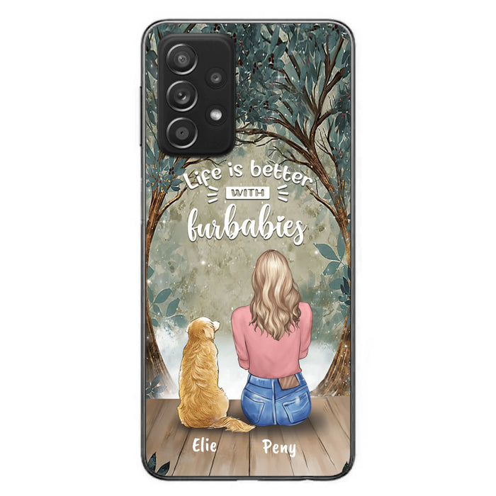 Custom Personalized Pet Mom Phone Case - Girl With Upto 5 Pets - Life Is Better With Furbabies -Phone Case For iPhone And Samsung