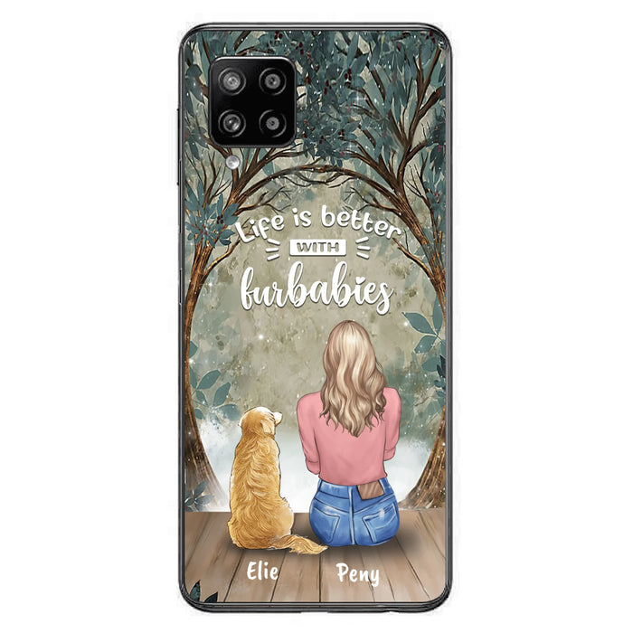 Custom Personalized Pet Mom Phone Case - Girl With Upto 5 Pets - Life Is Better With Furbabies -Phone Case For iPhone And Samsung