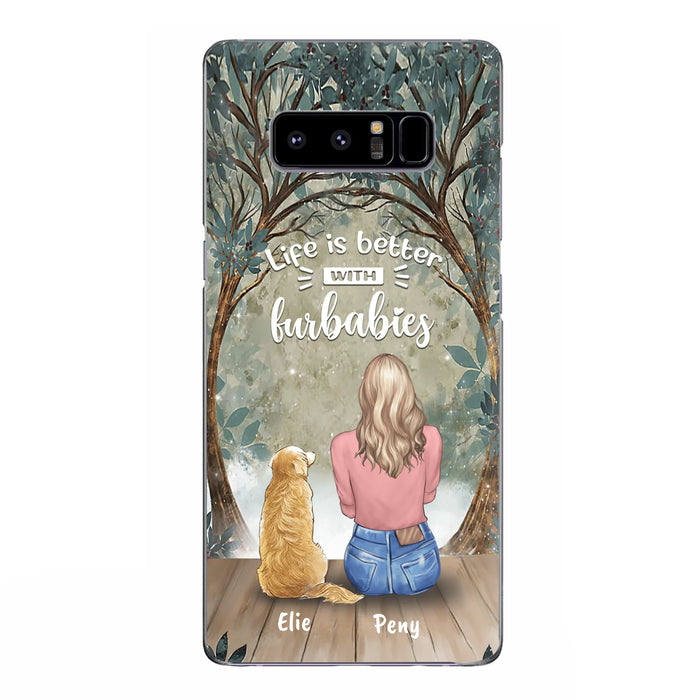 Custom Personalized Pet Mom Phone Case - Girl With Upto 5 Pets - Life Is Better With Furbabies -Phone Case For iPhone And Samsung