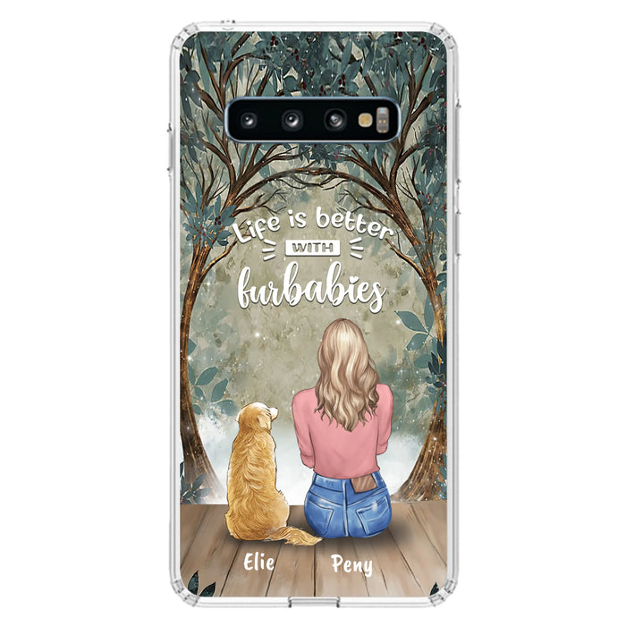 Custom Personalized Pet Mom Phone Case - Girl With Upto 5 Pets - Life Is Better With Furbabies -Phone Case For iPhone And Samsung