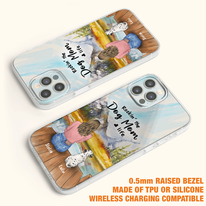 Custom Personalized Dog Mom Phone Case - Gifts For Dog Lovers With Upto 4 Dogs - Rockin' The Dog Mom Life - Case For iPhone, Samsung And Xiaomi
