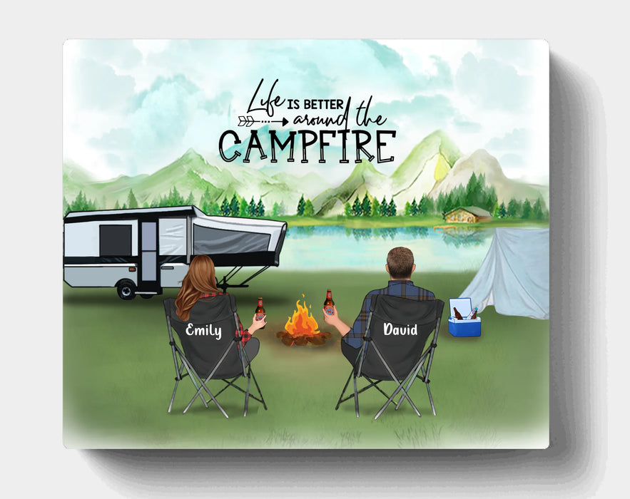 Personalized Camping Canvas - Gift For Whole Family - Couple/Parents With Up to 6 Kids - 6 Pets - Making Memories One Campsite At A Time