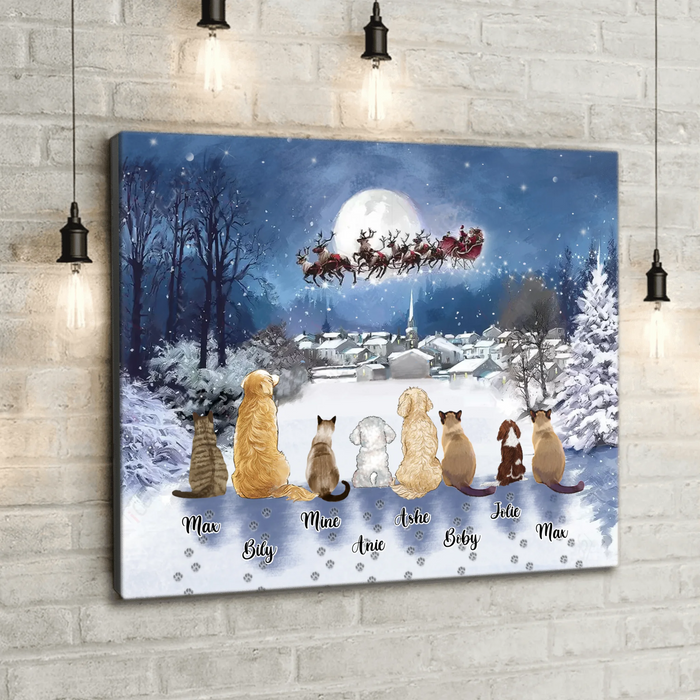 Personalized Christmas Pet Canvas - Up to 7 Pets - Best Gift For Christmas And Dog Lovers/Cat Lovers - TT1FV8