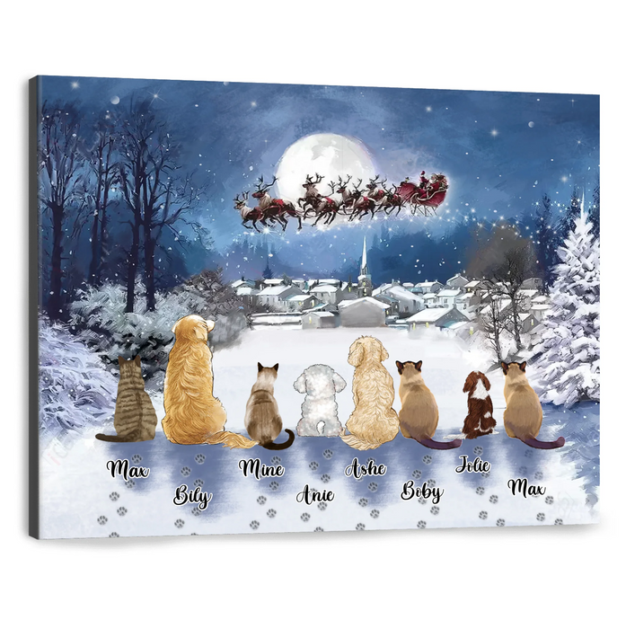 Personalized Christmas Pet Canvas - Up to 7 Pets - Best Gift For Christmas And Dog Lovers/Cat Lovers - TT1FV8