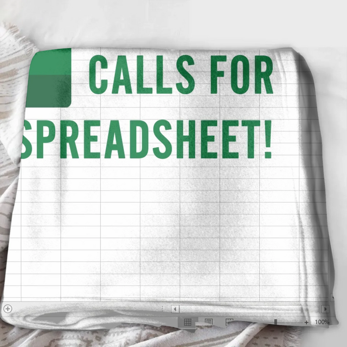 Funny Office Fleece Throw Blanket/ Quilt Blanket - Gift Idea for Co-workers - Oooh!! This Calls for a Spreadsheet