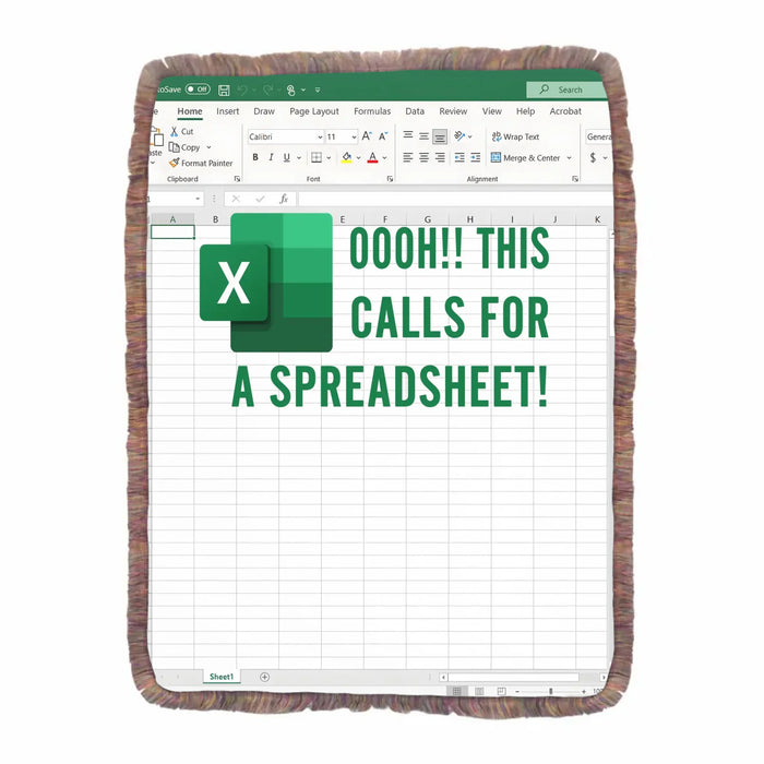 Funny Office Ultra-Soft Fringe Blanket - Gift Idea for Co-workers - Oooh!! This Calls for a Spreadsheet
