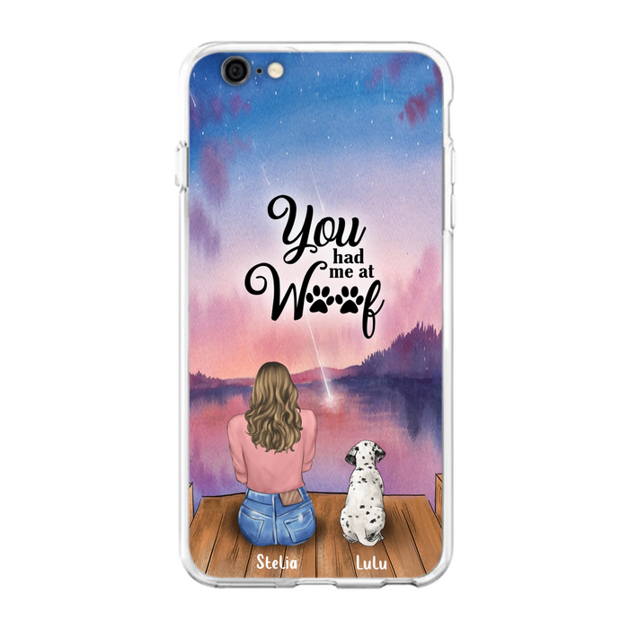 Custom Personalized Dog Mom Phone Case - Gifts For Dog Lovers With Upto 4 Dogs - You Had Me At Woof - Case For iPhone, Samsung