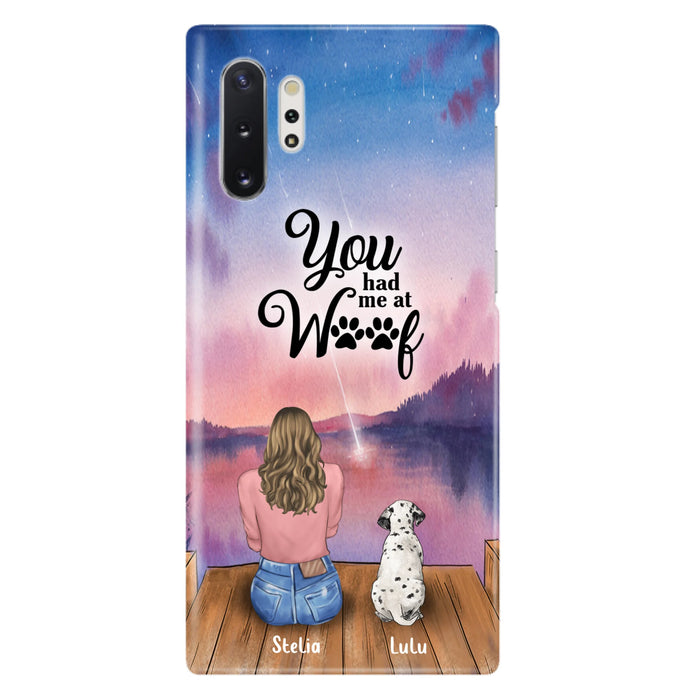 Custom Personalized Dog Mom Phone Case - Gifts For Dog Lovers With Upto 4 Dogs - You Had Me At Woof - Case For iPhone, Samsung