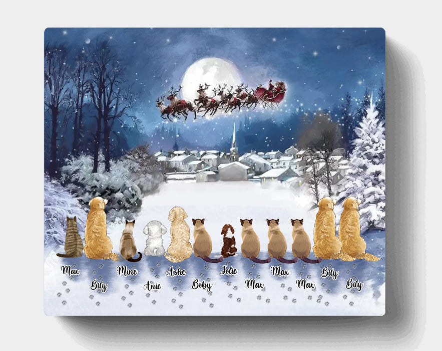 Custom Personalized Christmas Pet Horizontal Canvas - Up to 8 Pets - Best Gift For Christmas And Dog Lovers/Cat Lovers - TT1FV8