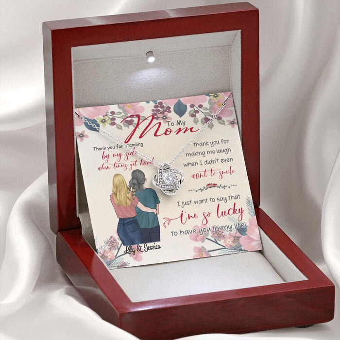 Personalized Message Card Love Knot Necklace Jewelry - Best Gift For Mother's Day - Thank you for standing by my side - IWJMRF