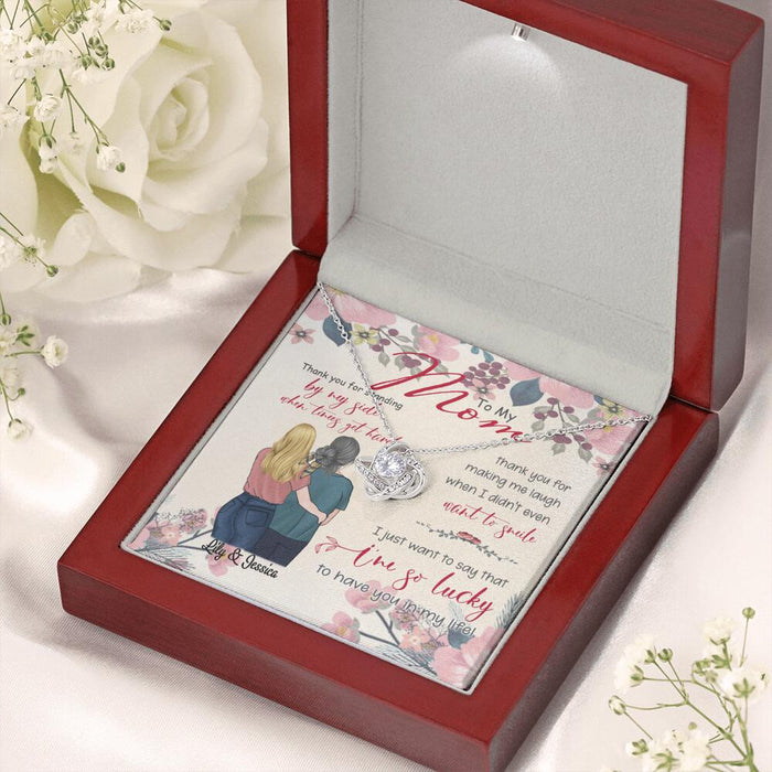 Personalized Message Card Love Knot Necklace Jewelry - Best Gift For Mother's Day - Thank you for standing by my side - IWJMRF