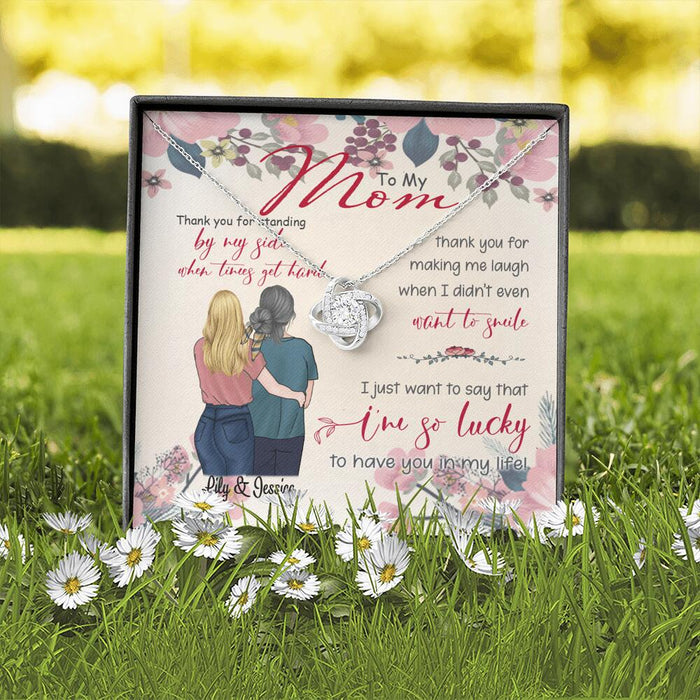 Personalized Message Card Love Knot Necklace Jewelry - Best Gift For Mother's Day - Thank you for standing by my side - IWJMRF