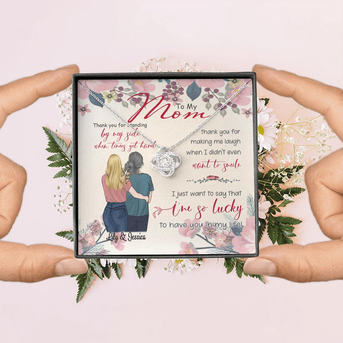 Personalized Message Card Love Knot Necklace Jewelry - Best Gift For Mother's Day - Thank you for standing by my side - IWJMRF