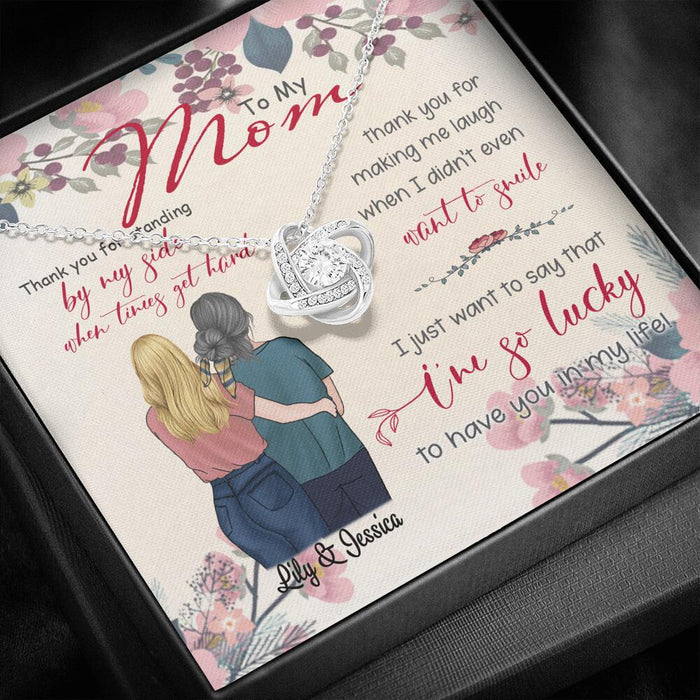 Personalized Message Card Love Knot Necklace Jewelry - Best Gift For Mother's Day - Thank you for standing by my side - IWJMRF