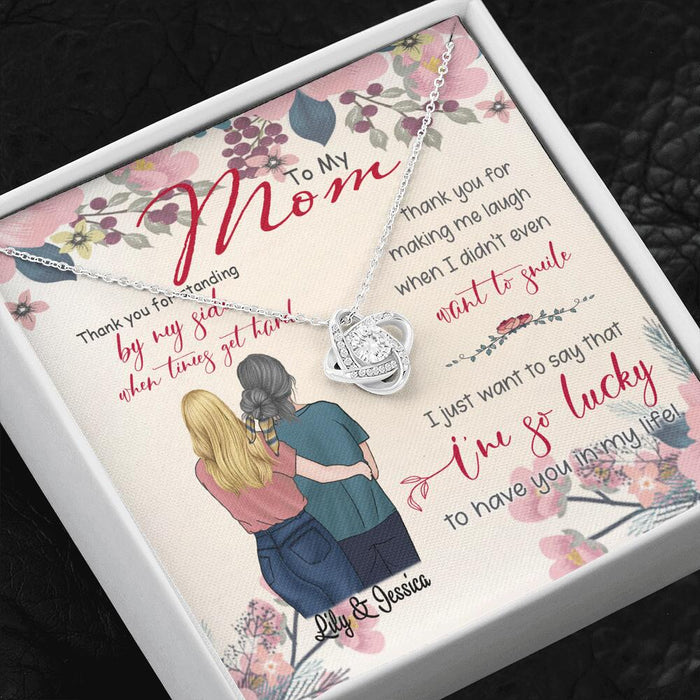 Personalized Message Card Love Knot Necklace Jewelry - Best Gift For Mother's Day - Thank you for standing by my side - IWJMRF