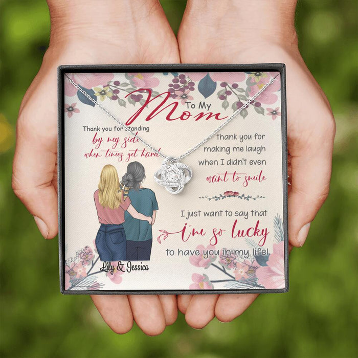 Personalized Message Card Love Knot Necklace Jewelry - Best Gift For Mother's Day - Thank you for standing by my side - IWJMRF