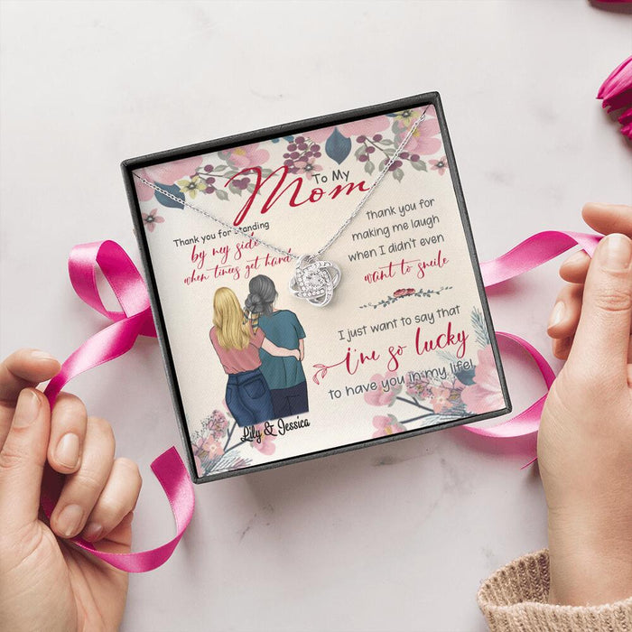 Personalized Message Card Love Knot Necklace Jewelry - Best Gift For Mother's Day - Thank you for standing by my side - IWJMRF