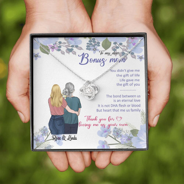 Personalized Message Card Love Knot Necklace Jewelry - Best Gift For Mother's Day - To My Bonus Mom