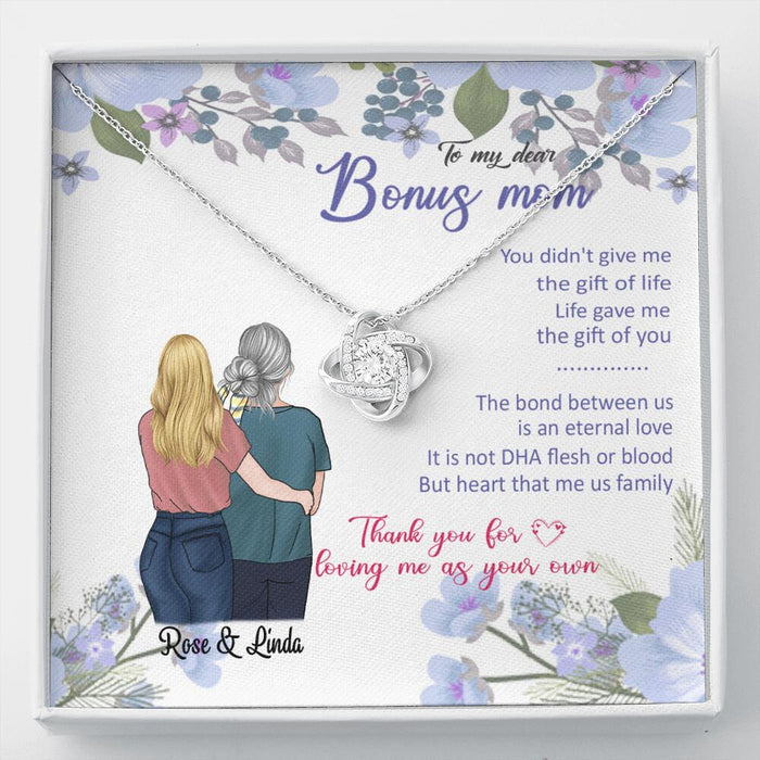 Personalized Message Card Love Knot Necklace Jewelry - Best Gift For Mother's Day - To My Bonus Mom