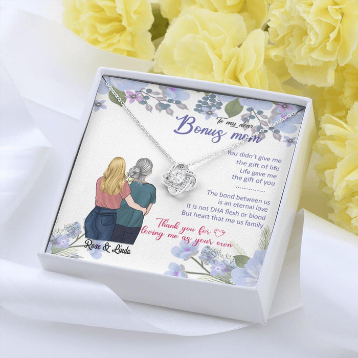Personalized Message Card Love Knot Necklace Jewelry - Best Gift For Mother's Day - To My Bonus Mom
