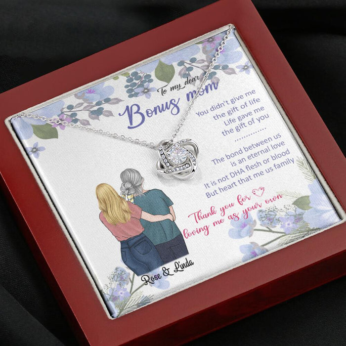Personalized Message Card Love Knot Necklace Jewelry - Best Gift For Mother's Day - To My Bonus Mom