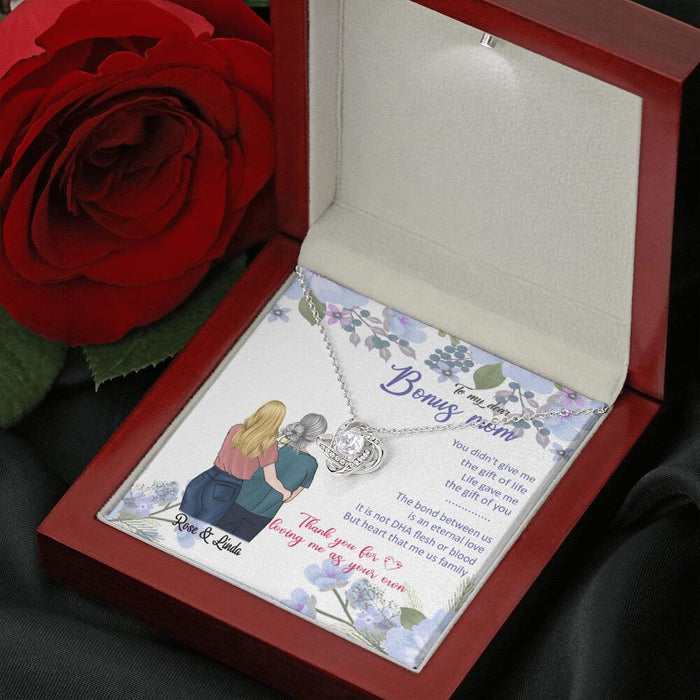 Personalized Message Card Love Knot Necklace Jewelry - Best Gift For Mother's Day - To My Bonus Mom