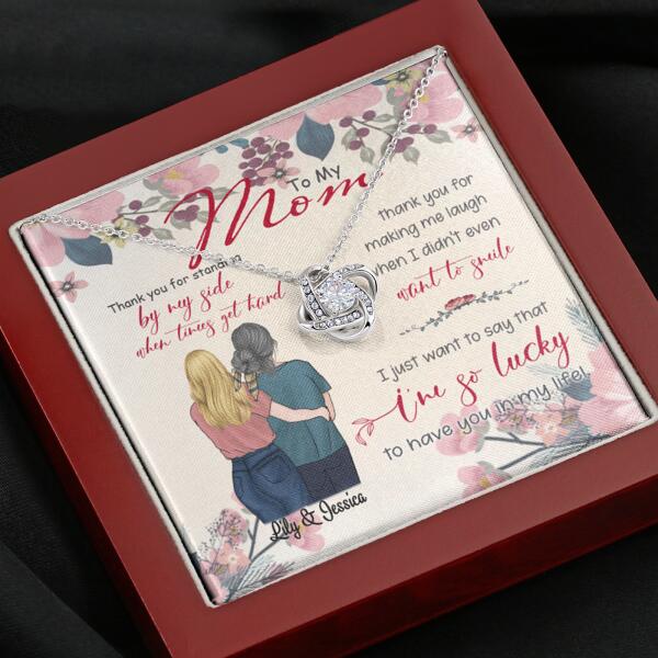 Personalized Message Card Love Knot Necklace Jewelry - Best Gift For Mother's Day - Thank you for standing by my side - IWJMRF