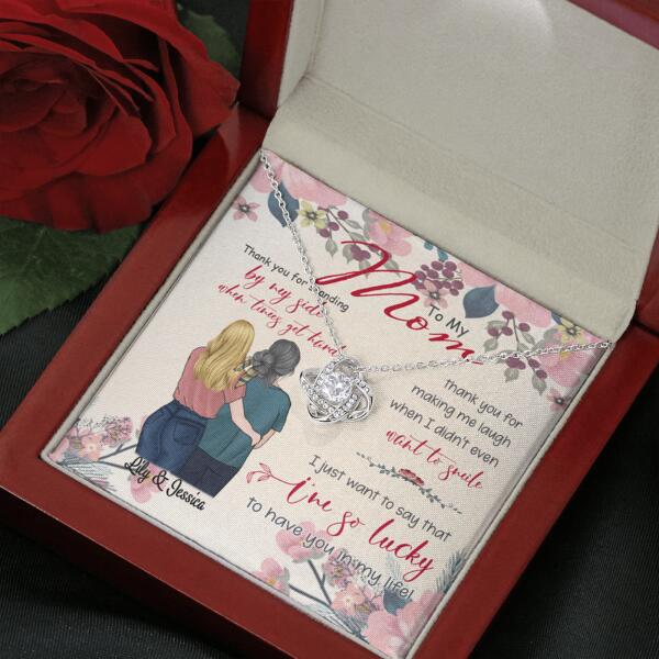 Personalized Message Card Love Knot Necklace Jewelry - Best Gift For Mother's Day - Thank you for standing by my side - IWJMRF