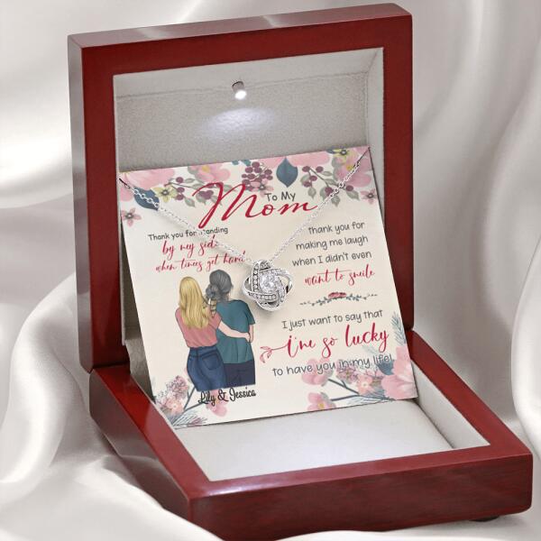 Personalized Message Card Love Knot Necklace Jewelry - Best Gift For Mother's Day - Thank you for standing by my side - IWJMRF